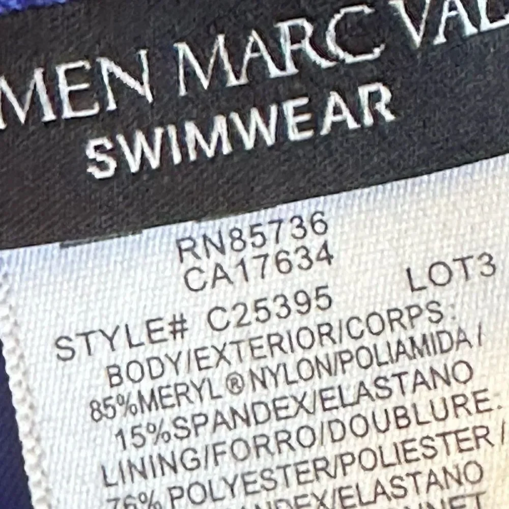 CARMEN MARC VALVO Bright Blue One Piece Swimsuit Deep V Ruched Slimming 12